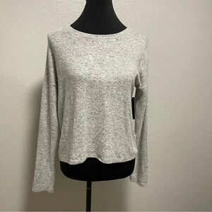 Pink Rose Super Soft Light Grey Crew Neck Sweater with Braided Back  MEDIUM